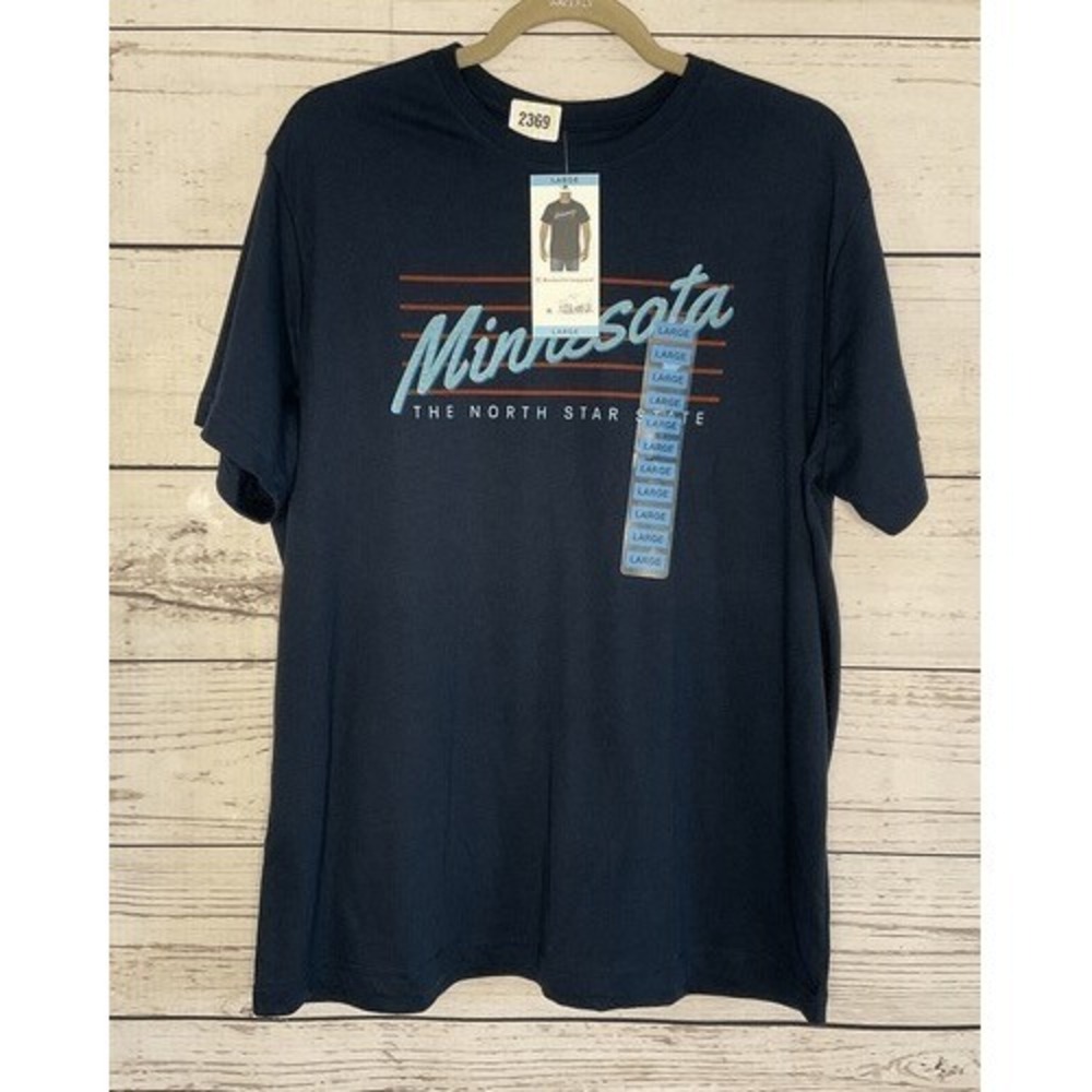 NWT State of Mine Navy Minnesota Logo Short Sleeve T-Shirt Men Large China